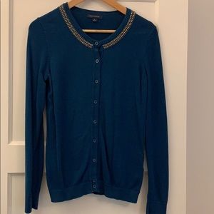 Dark royal blue cardigan with embellishment